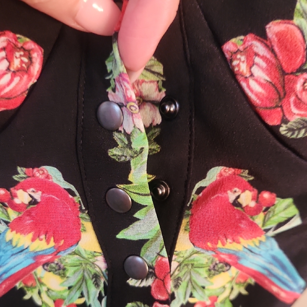 Camilla Black Floral Parrot Bustier Top - Picture 3 of 12